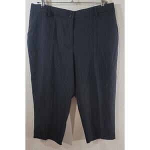 Ninety Woman Black Flat Front Cropped Pants 18W Plus Lightweight Soft Stretchy